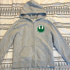 GAP Star Wars Gray Hoodie w Green X-Wing The Resistance Design sz L (10) Kids